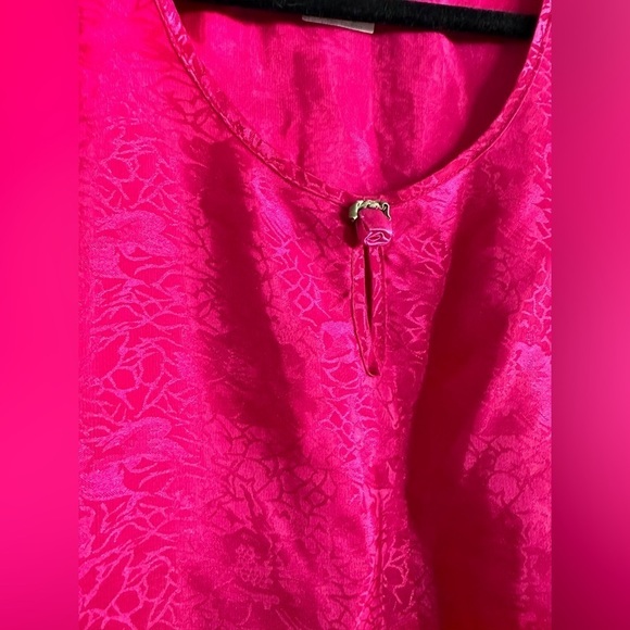 VTG California Miss hot pink nightgown flower detail size medium made in USA - Picture 5 of 8